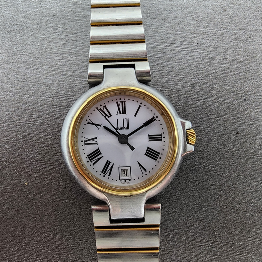 Dunhill Millennium Watch Women 26mm White Dial Two Tone Date READ!! New Battery0