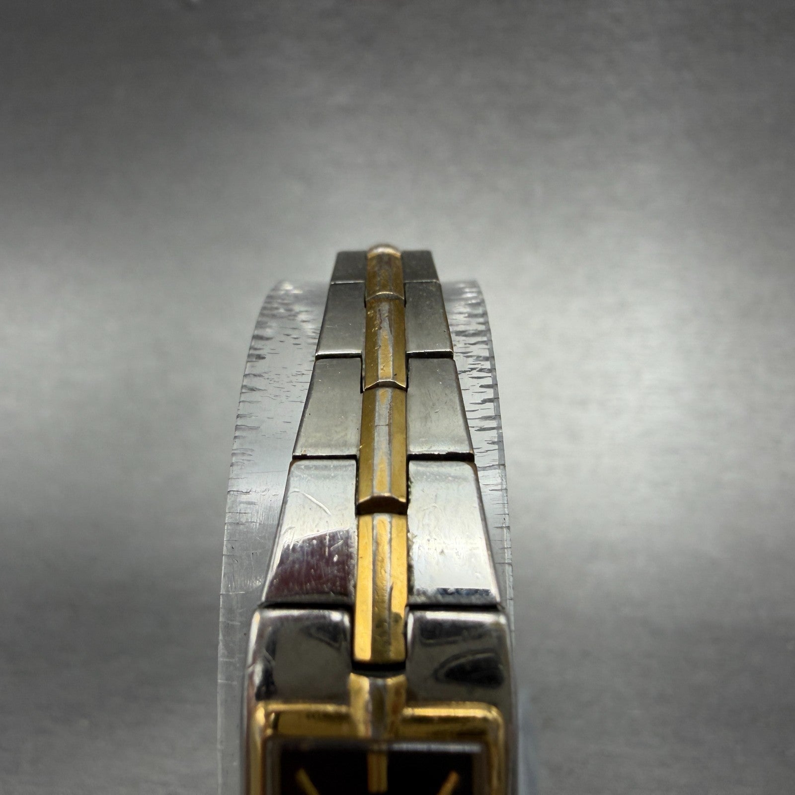 Seiko Tank Watch Women 13mm Black Dial Two Tone Rectangle 2E20-6479 New Battery4