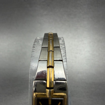 Seiko Tank Watch Women 13mm Black Dial Two Tone Rectangle 2E20-6479 New Battery4