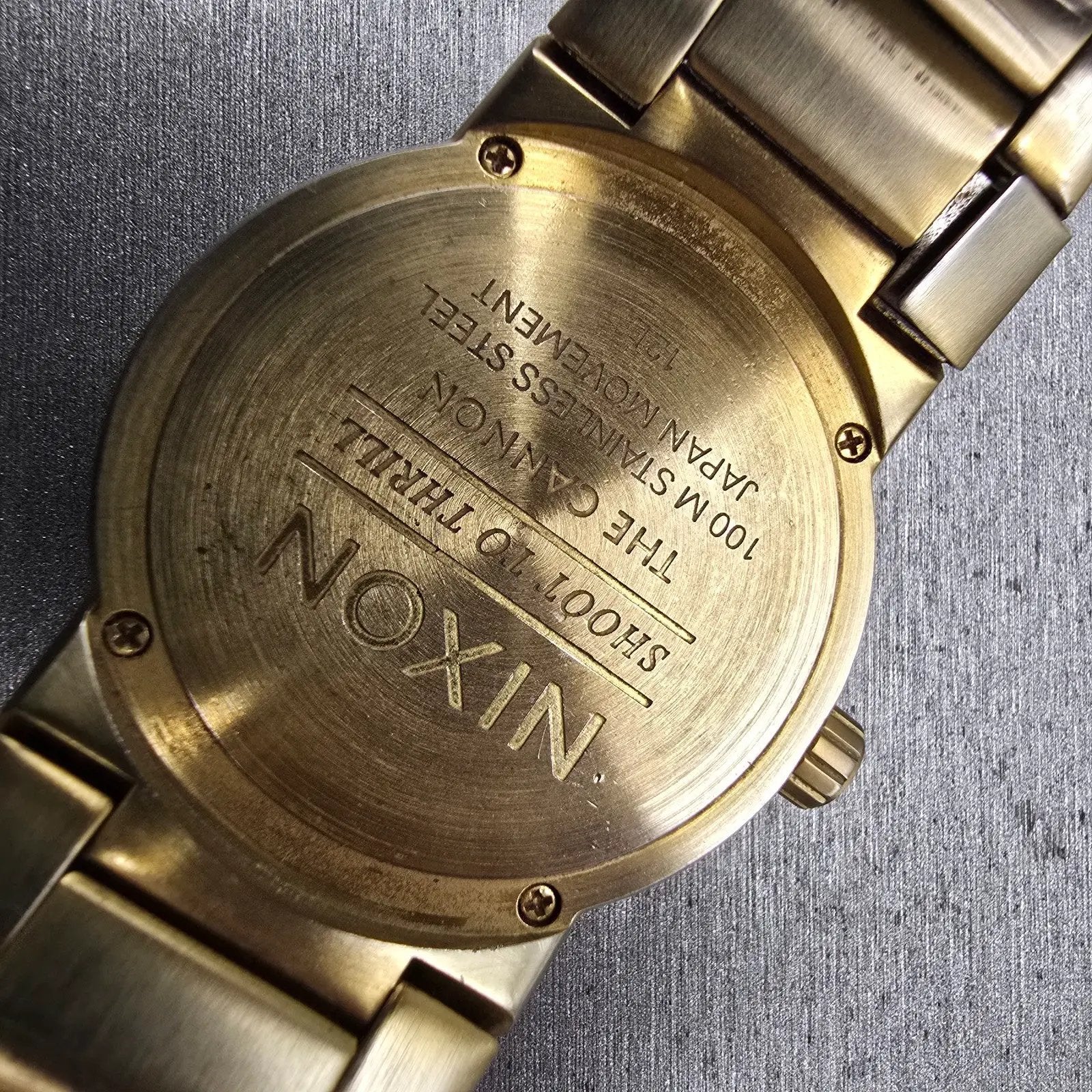 Nixon The Cannon Watch Men 40mm Gold Dial Gold Tone Round New Battery10