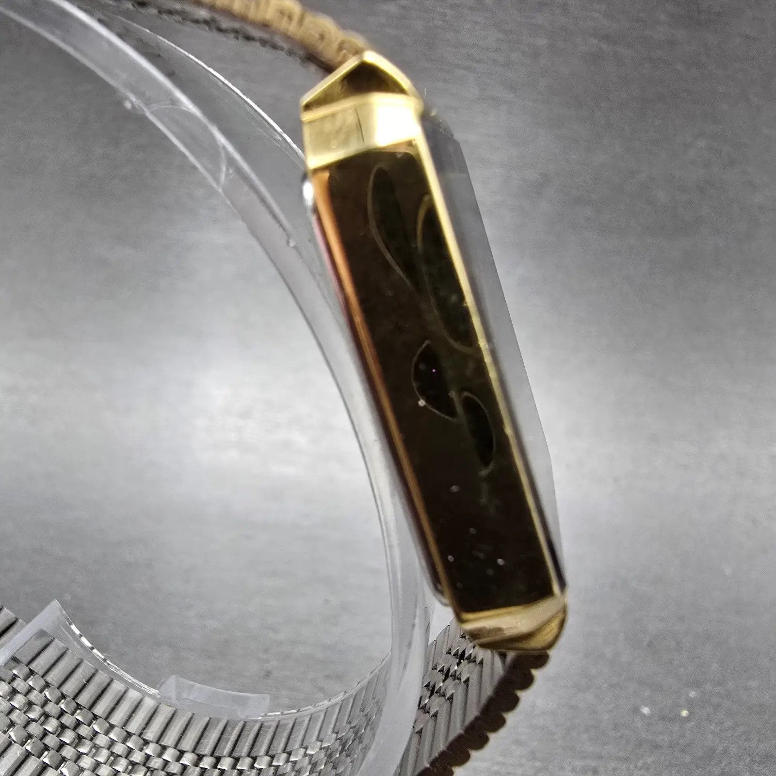 Seiko Tank Watch Men 24mm Black Dial Gold Tone Rectangle 8Y21-509A New Battery3