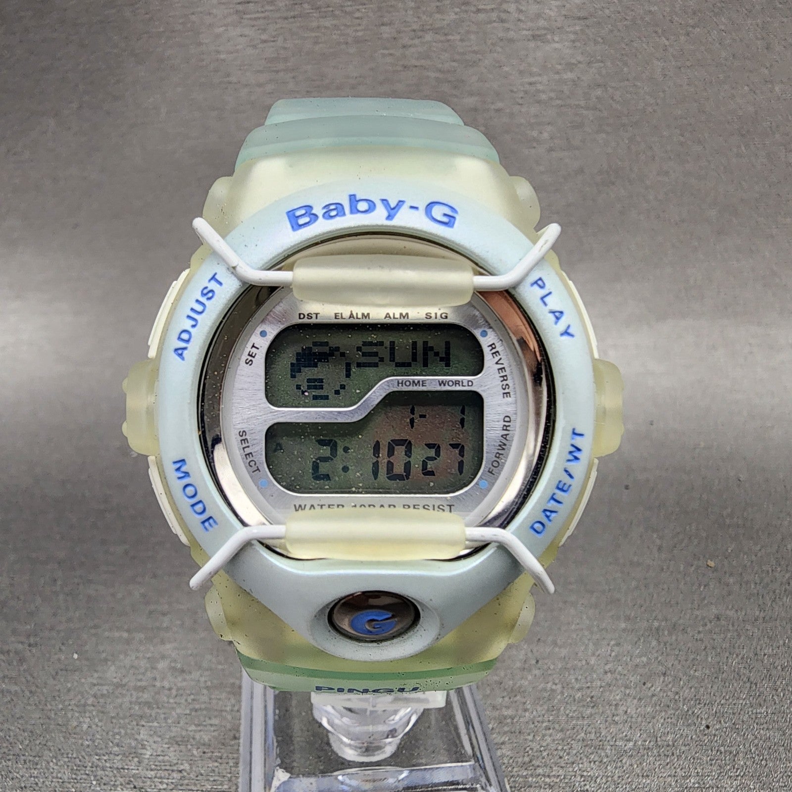 Casio BabyG Watch Women 42mm Digital Blue Clear Alarm Chrono BGT110 Pingu0