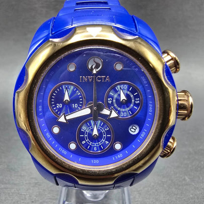 Invicta Chronograph Watch Women 39mm Blue Dial Blue Ceramic Date READ!!!!! 200700