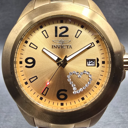 Invicta Angel Watch Women 38mm Gold Dial Gold Tone Date Round 16327 New Battery1