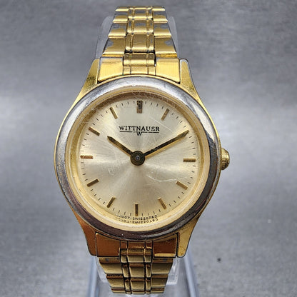 Wittnauer Watch Women 24mm Champagne Dial Gold Tone Round 8071 0762 New Battery0