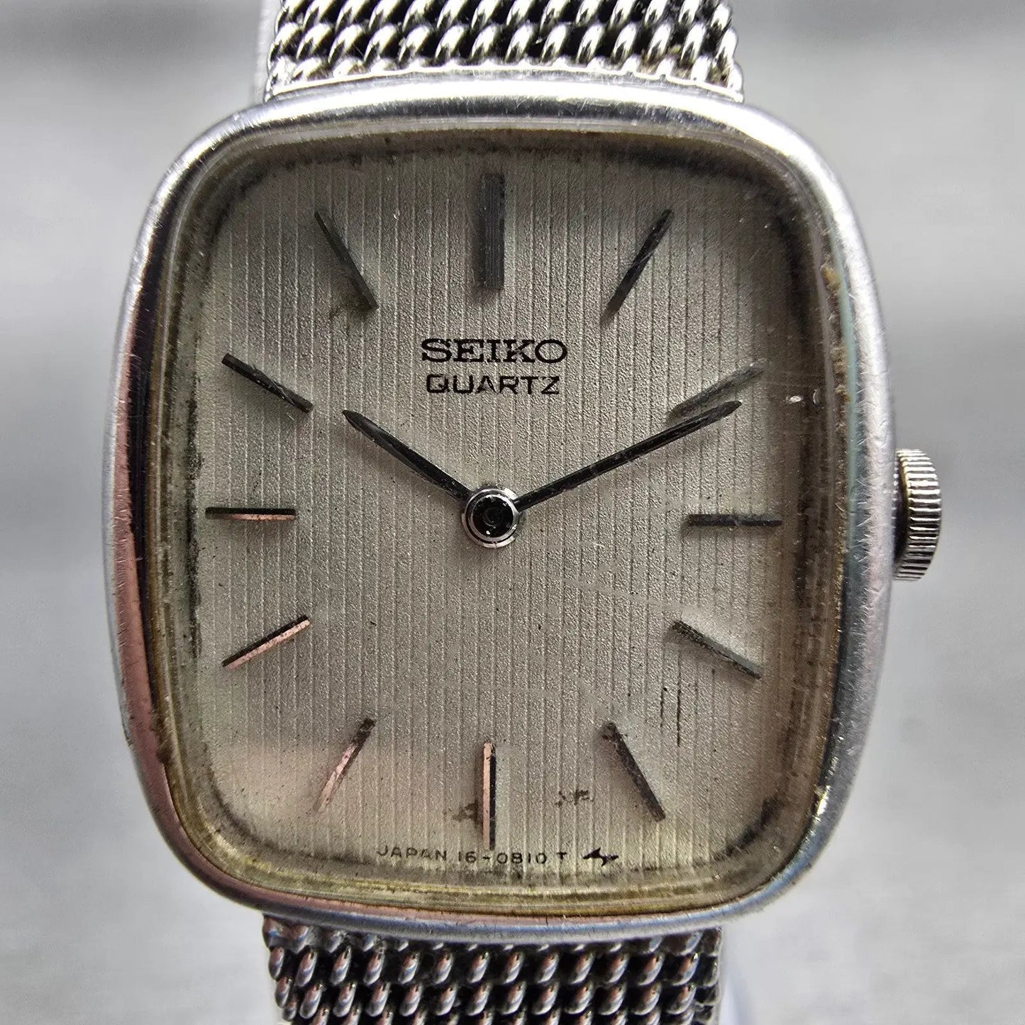 Seiko Watch Women 20mm Silver Dial Silver Tone Rectangle 16-5259 New Battery VTG1