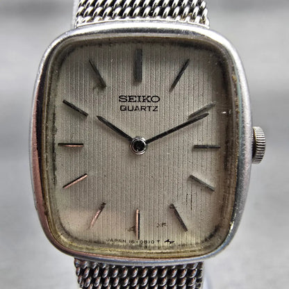 Seiko Watch Women 20mm Silver Dial Silver Tone Rectangle 16-5259 New Battery VTG1