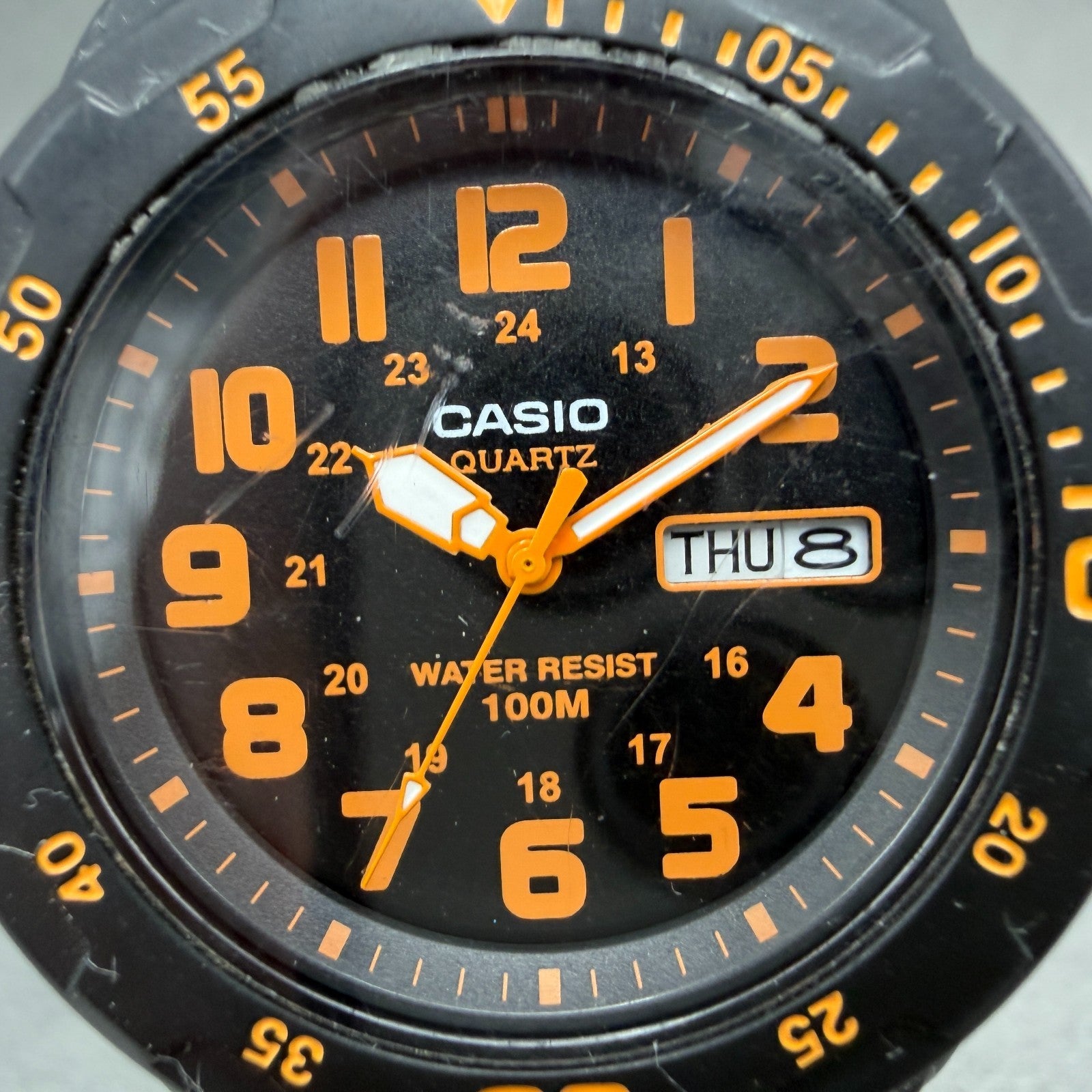 Casio Dive Watch Men 43mm Black Dial Black Orange Round MRW-200H New Battery1