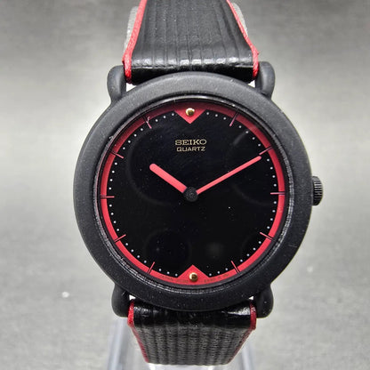 Seiko Watch Women 24mm Black Dial Black Tone Round 2c20-0409 New Battery NOS VTG0