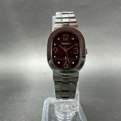 Seiko Lukia Watch Women 21mm Red Dial Silver Tone Oval 1F21-0AZ0 New Battery5