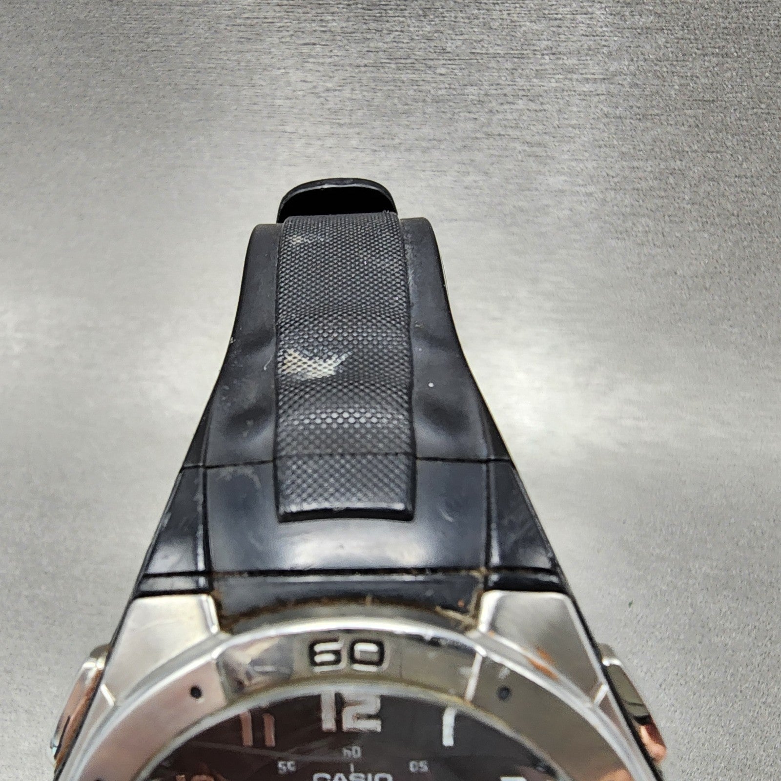Casio Wave Ceptor Watch Men 42mm Black Dial Silver Tone Analog Digital Solar B124