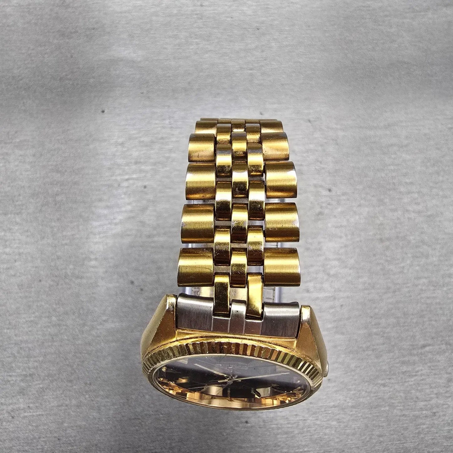 Seiko President Watch Men 37mm Black Dial Gold Tone Daydate 7N43-8119 New Batt4