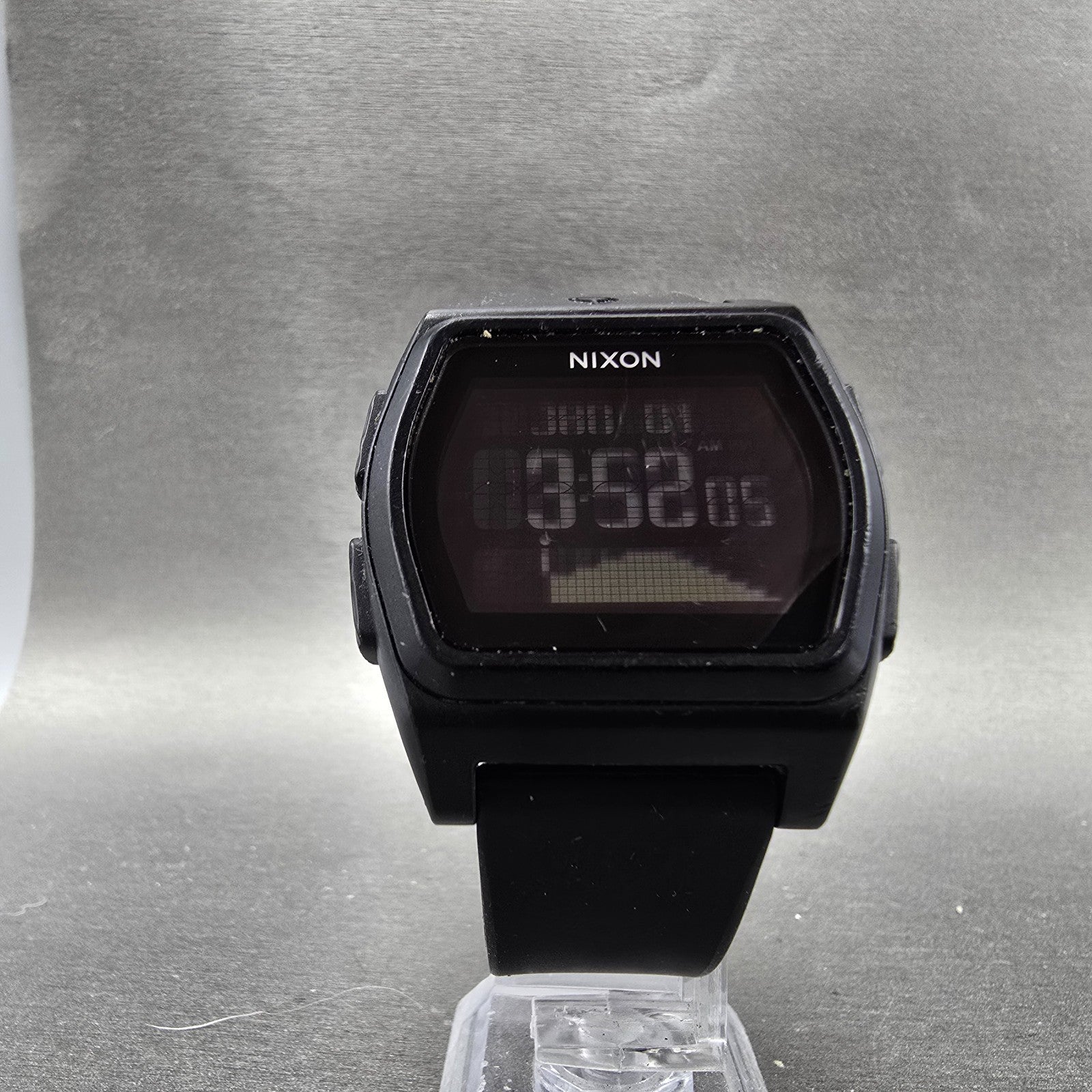 Nixon Rival Watch Men 38mm Black Alarm Chronograph Rectangle READ!! New battery5