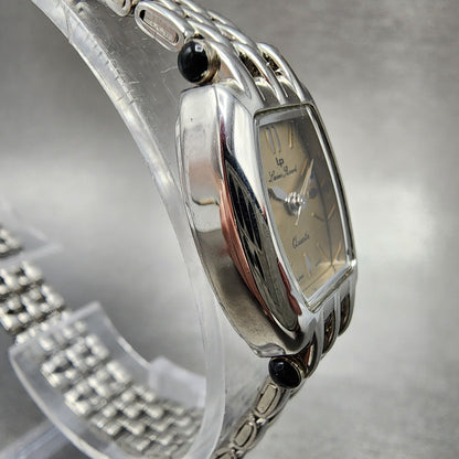 Lucien Piccard Watch Women 18mm Brown Dial Silver Tone Rectangle New Battery