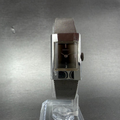 Seiko Watch Women 16mm Brown Dial Silver Tone Rectangle Manual Wind 11-3840 Runs5