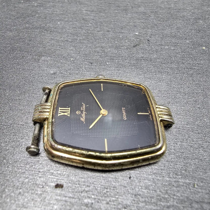 Mathey Tissot Watch Men 27mm Black Dial Gold Tone Hexagon New Battery Vintage3