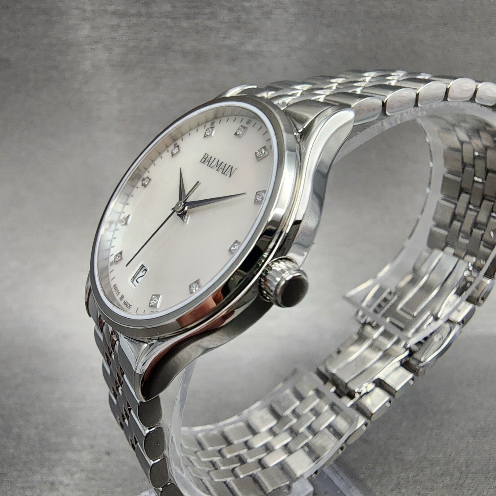 Balmain Classic R Watch Women 32mm MOP Dial Stainless Steel Date Round2