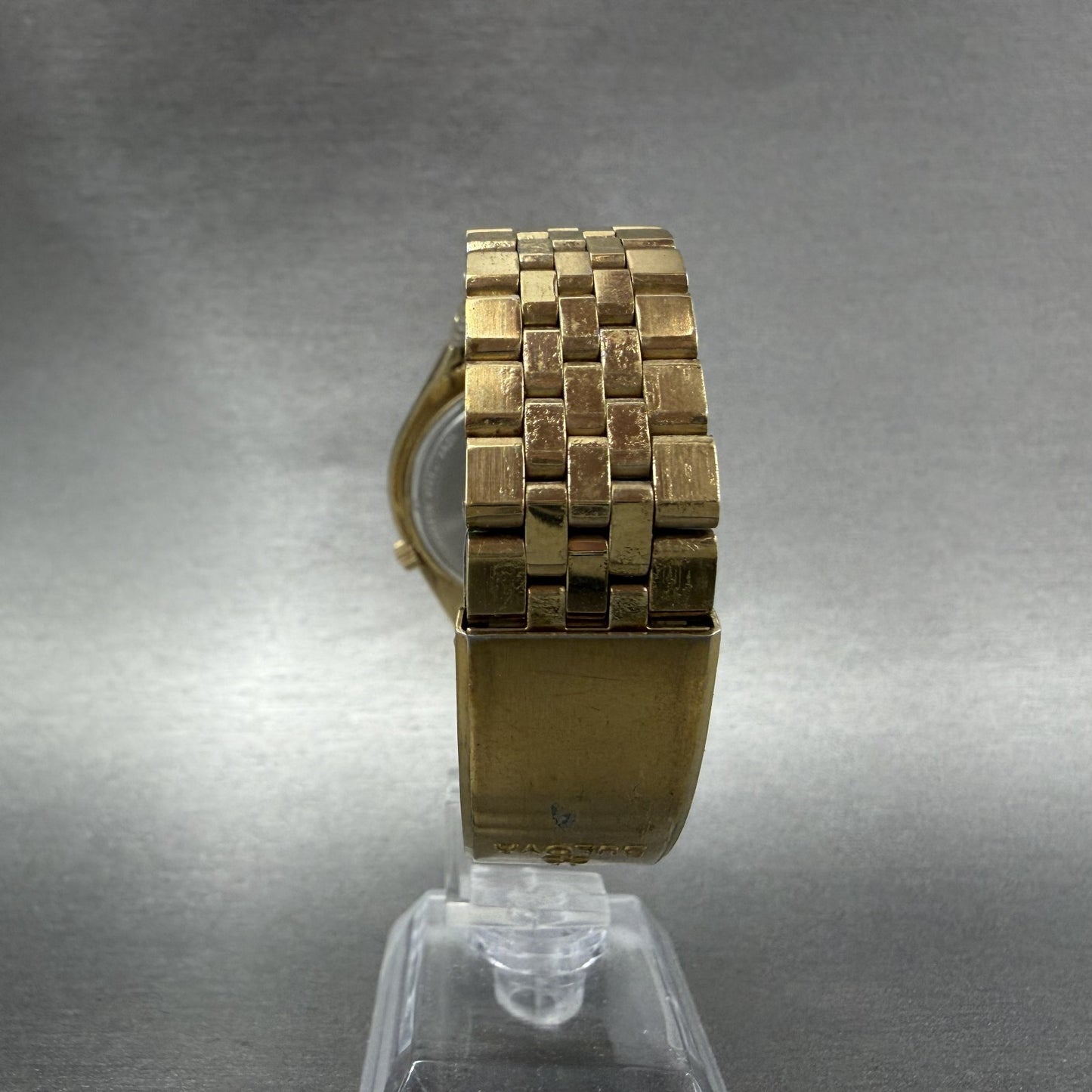 Bulova Accutron Watch Men 37mm Champagne Dial Gold Tone Date Round New Batt N77
