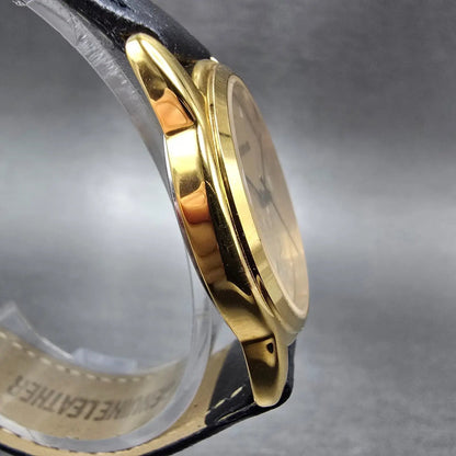 Tourneau Watch Women 30mm Gold Dial Gold Pegasus Round Leather New Battery3