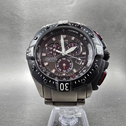 Citizen Eco-Drive Chronograph Watch Men 49mm Black Dial Titanium Date E812 Works5