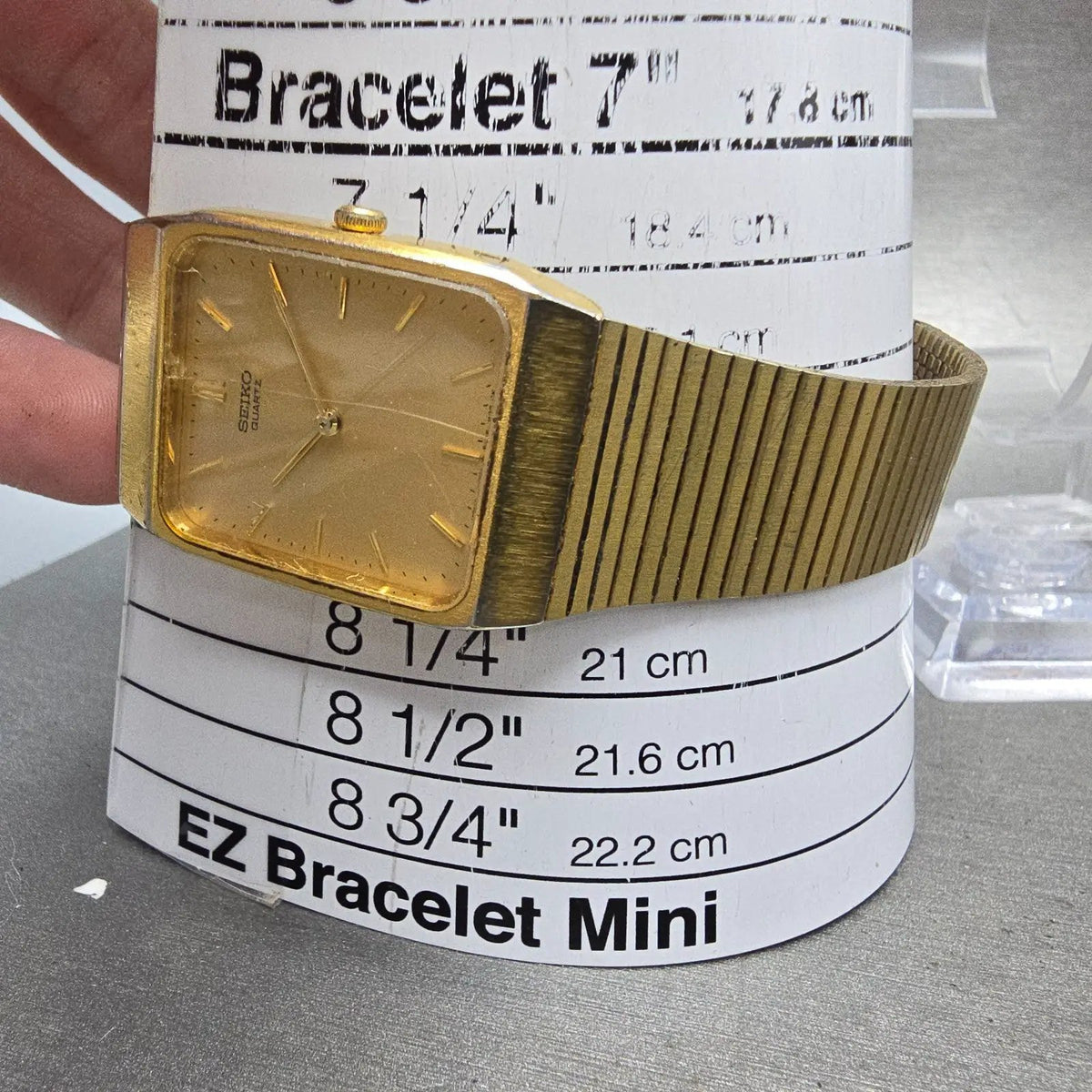 Seiko Tank Watch Men 26mm Gold Dial Gold Tone Rectangle 5Y95-5000 PARTS LP11