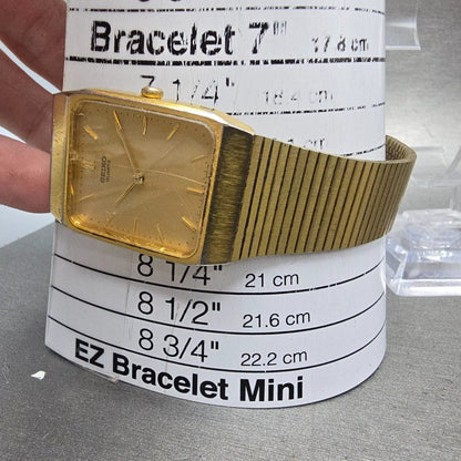 Seiko Tank Watch Men 26mm Gold Dial Gold Tone Rectangle 5Y95-5000 PARTS LP11