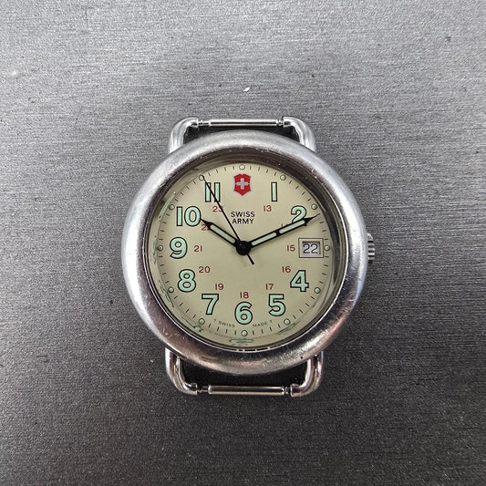 Victorinox Swiss Army Cavalry Watch Men 37mm Cream Dial Silver Tone Date PART KL0