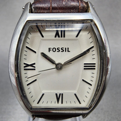 Fossil Watch Women 28mm White Dial Stainless Steel Tonneau ES3122 New Battery
