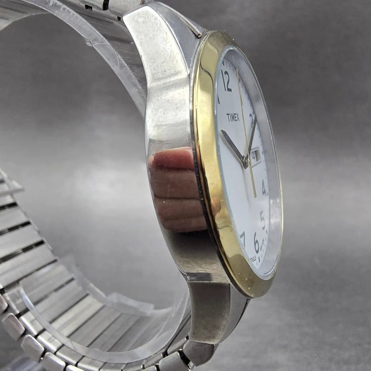 Timex Easy Reader Watch Men 36mm White Dial Two Tone Daydate Round New Battery X3