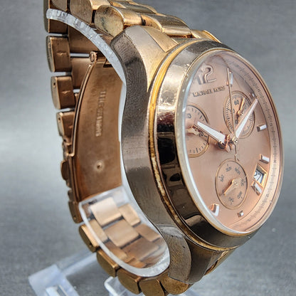 Michael Kors Runway Chronograph Watch Women 33mm Rose Dial Rose Gold Tone NewBat3