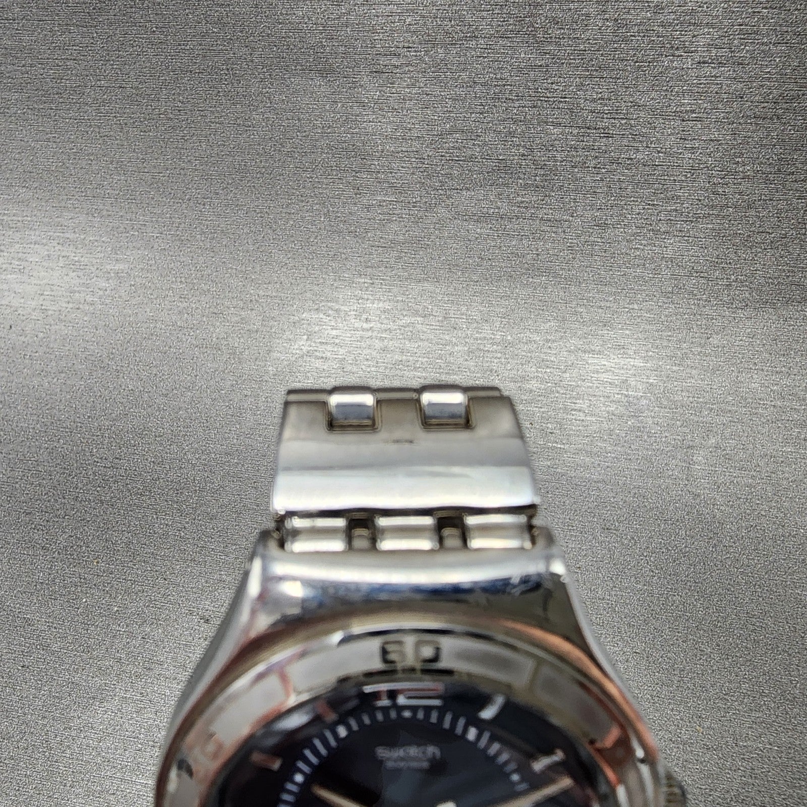 Swatch Irony Trustfully Yours Watch Men 37mm Blue Dial Steel Date Round New Batt4