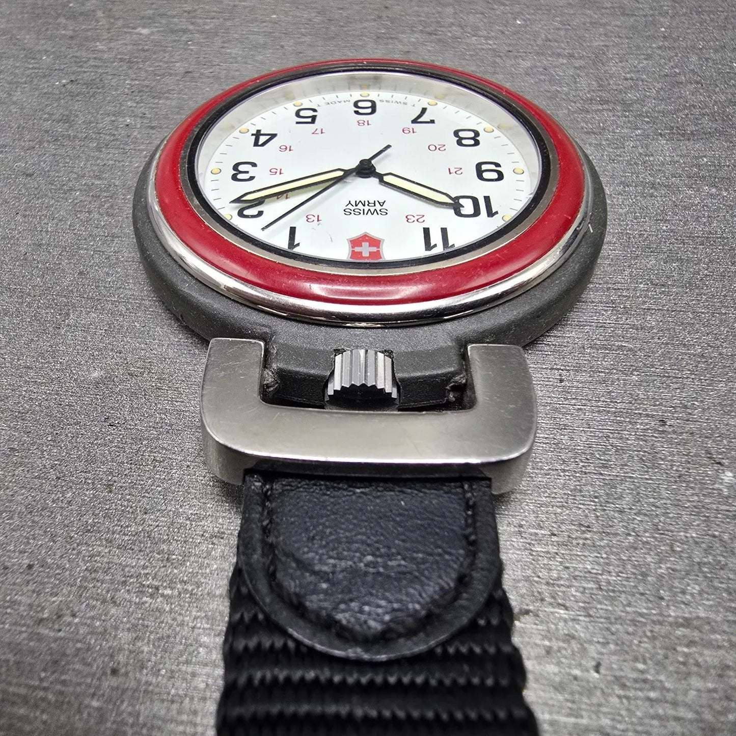 Victorinox Swiss Army Pocket Watch Men 48mm White Dial Black Tone 24723 New BatK4