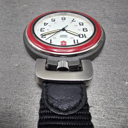 Victorinox Swiss Army Pocket Watch Men 48mm White Dial Black Tone 24723 New BatK4