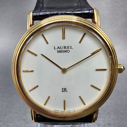 Seiko Laurel Watch Men 32mm White Dial Gold Tone 5A540340 New Battery VTG1