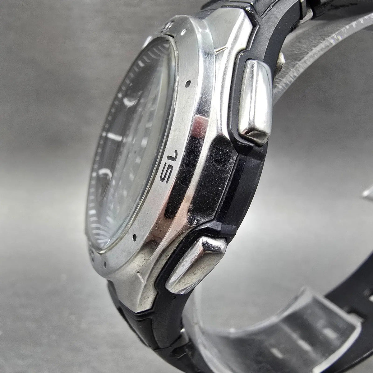 Casio WVA-470 Watch Men 42mm Black Silver Wave Ceptor Alarm Chronograph Round2