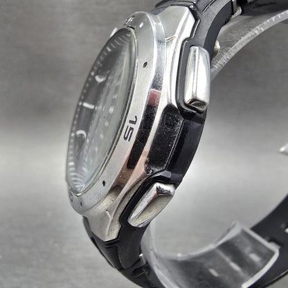 Casio WVA-470 Watch Men 42mm Black Silver Wave Ceptor Alarm Chronograph Round2