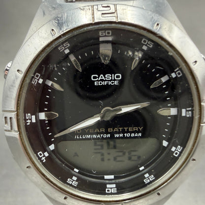 Casio Edifice Watch 38mm Silver Ana Digi Alarm Chrono EFA-110 Round New Battery1