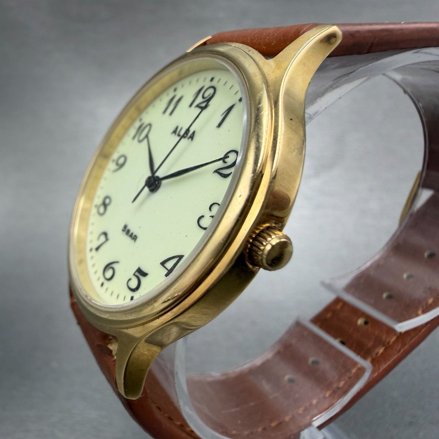 Seiko Alba Watch Men 36mm Luminous Dial Gold Tone Round VJ21-KCG0 New Battery2