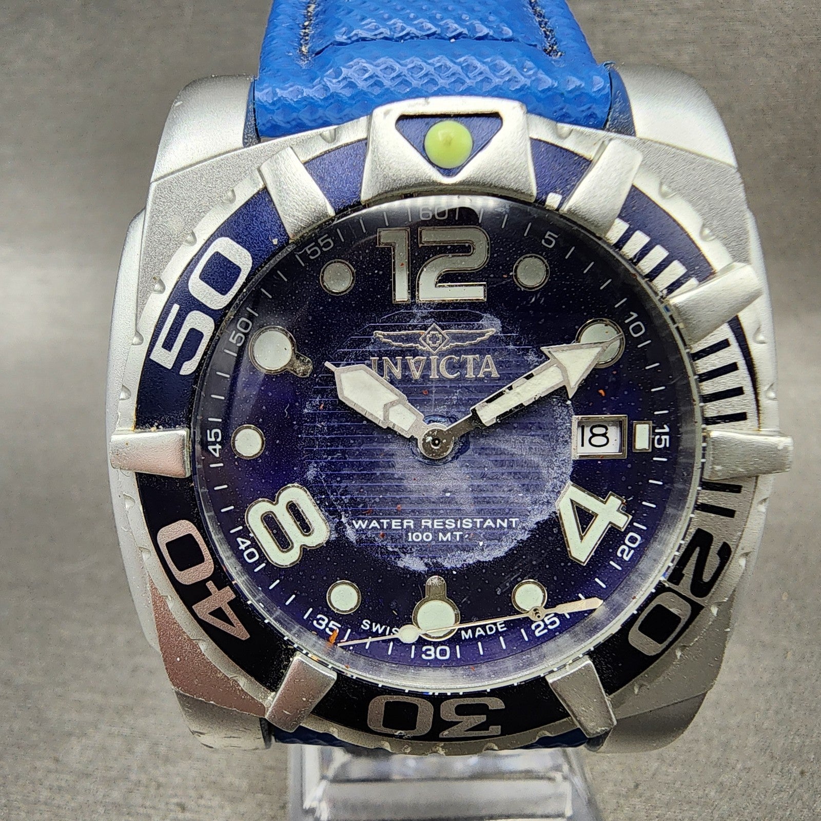 Invicta Dive Watch Men 44mm Blue Dial Aluminum 7006 Date Cushion PARTS2