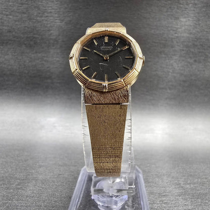 Seiko Watch Women 21mm Black Dial Gold Round 2320-5128 New Battery Vintage5