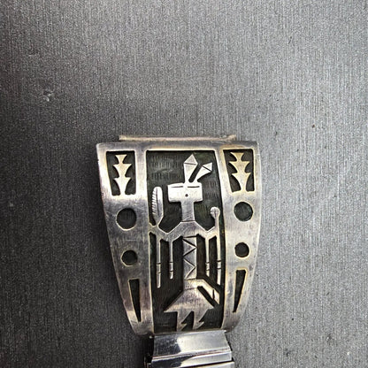 Navajo Sterling Silver Watch Band Tips 20mm Warrior Design Stretch Band VTG5