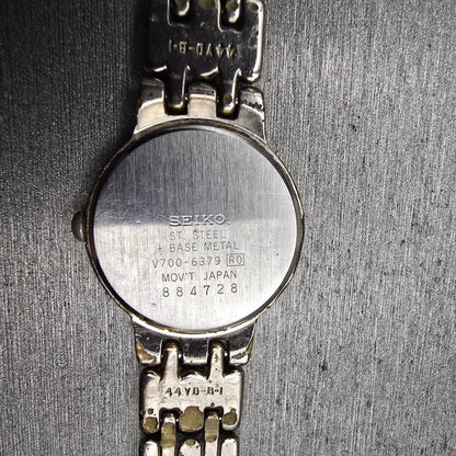 Seiko Watch Women 24mm Silver Dial Two Tone Round V700-6379 New Battery Vintage10