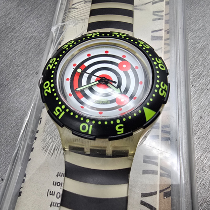 Swatch Scuba 200 Smile Watch Men 38mm White Dial Clear Case SKD127 New Battery7