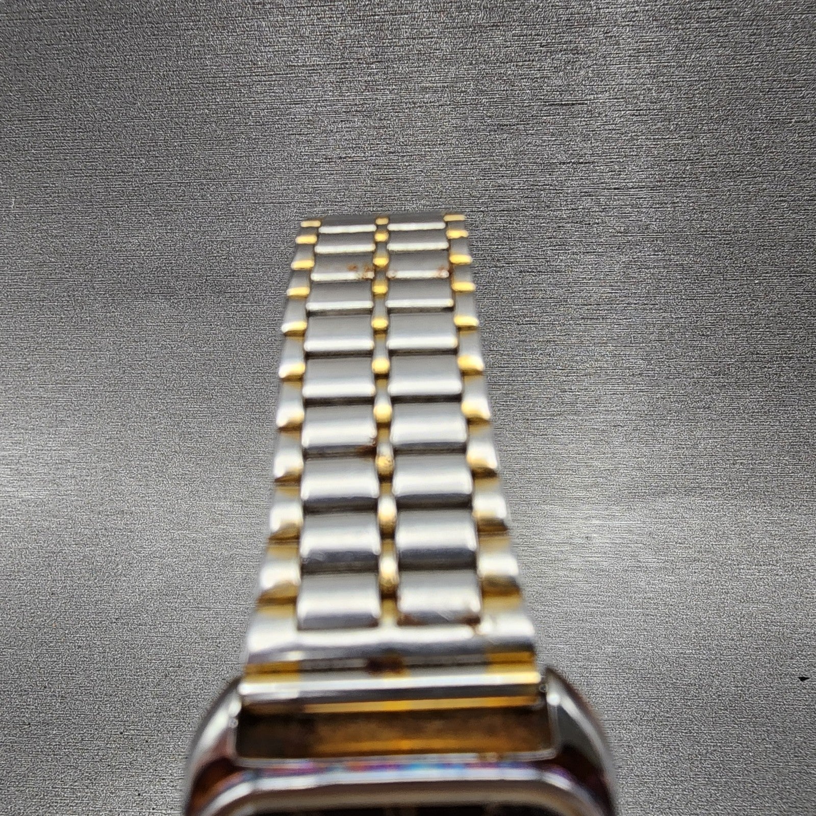 Seiko Tank Watch Men 28mm Black Dial Two Tone Rectangle 64315080 New Battery4