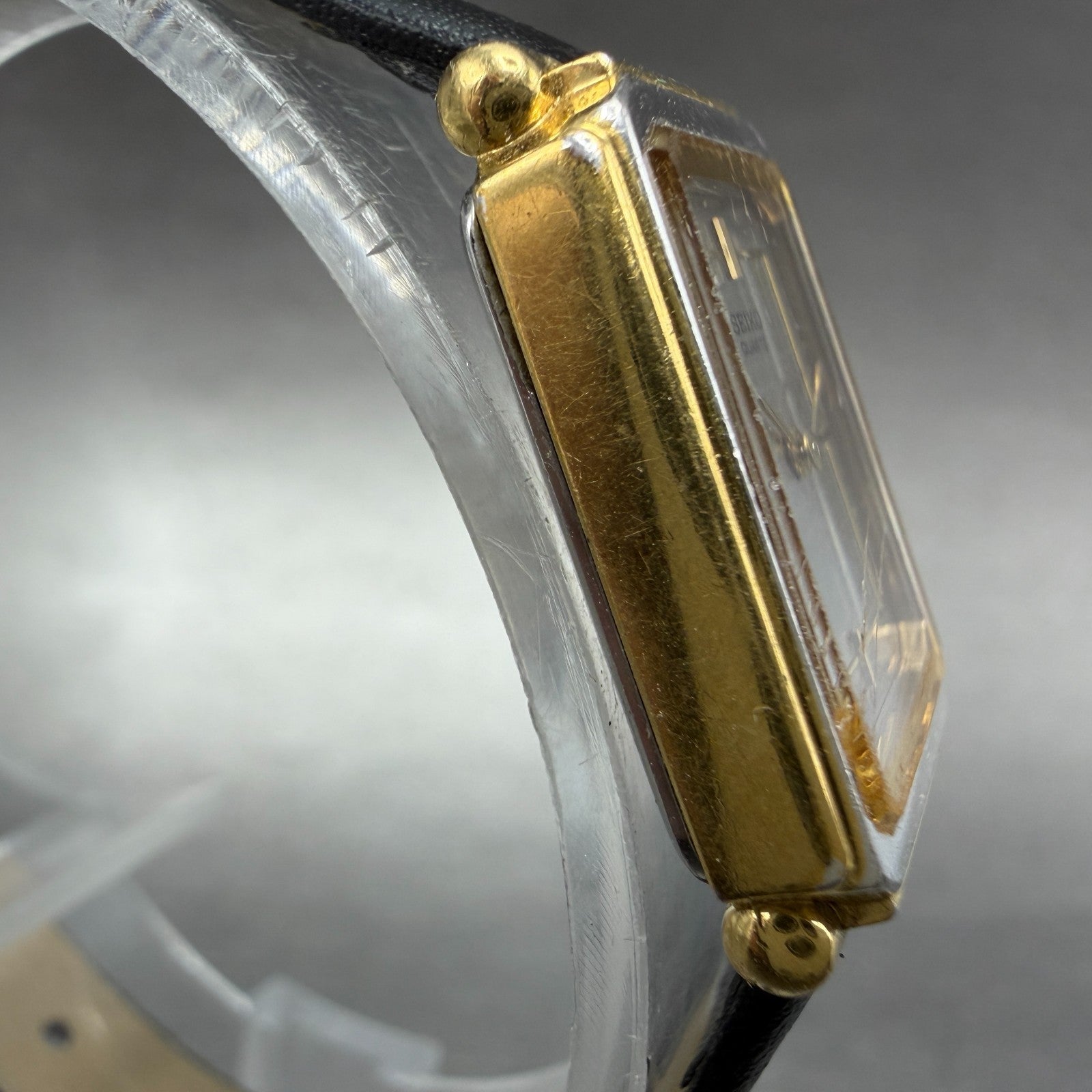 Seiko Tank Watch Women 17mm Silver Dial Two Tone Rectangle 2P20-5D70 New Battery3
