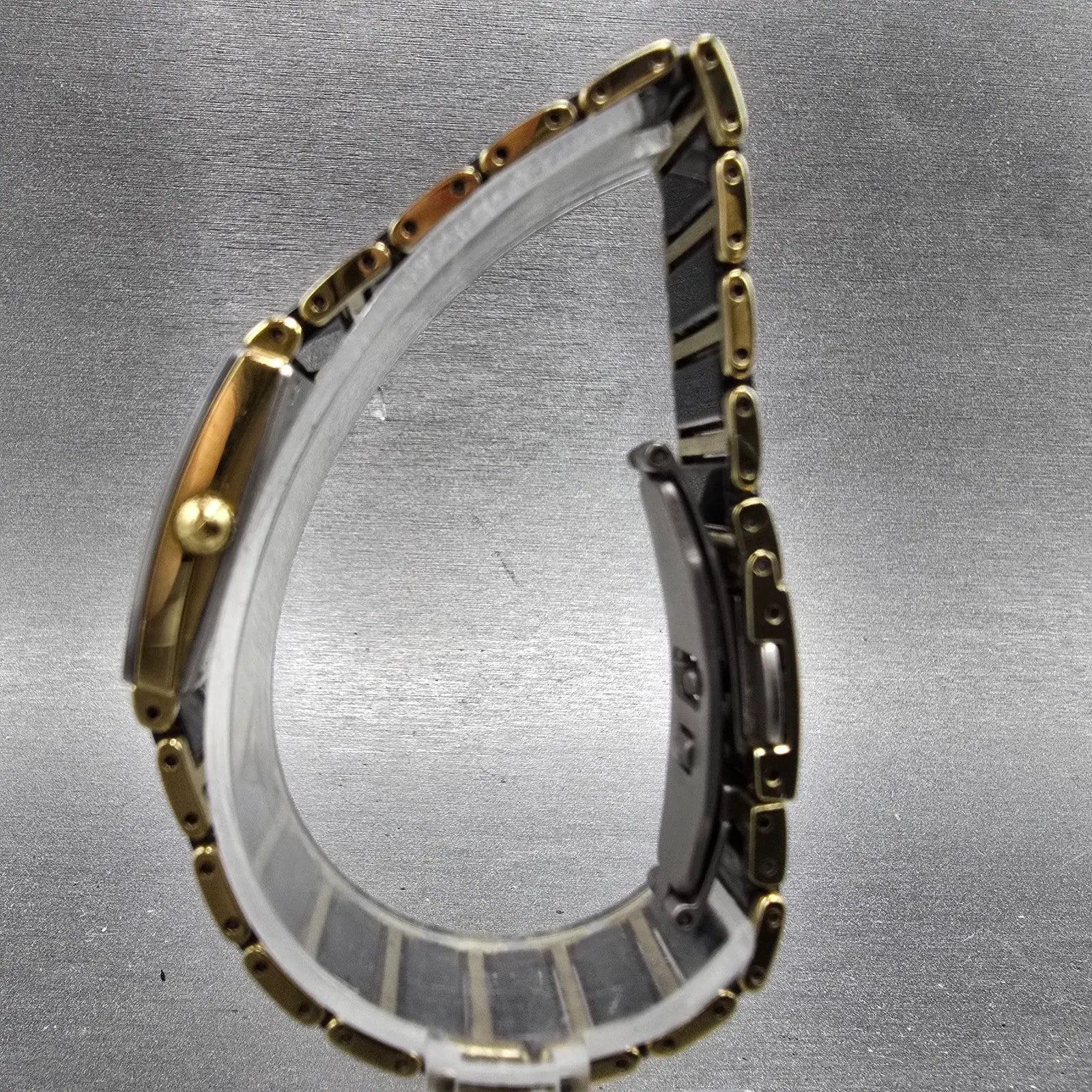 Rado Diastar Tank Watch Women 18mm Black Dial Black & Gold Tone 153.0383.3 Runs6