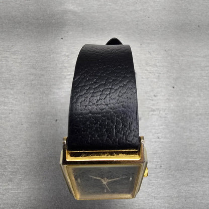 Citizen CQ Watch Men 24mm Black Dial Gold Tone Rectangle 4031-915267 New Battery4