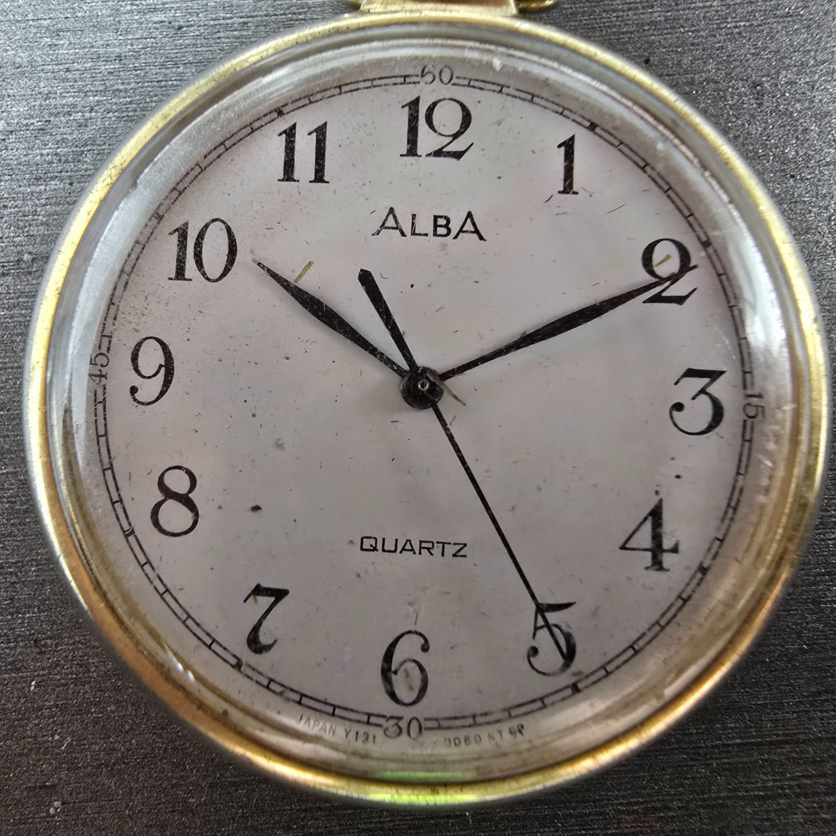 Seiko Alba Pocket Watch Men 36mm White Dial Gold Tone V131-0020 New Battery JDM1