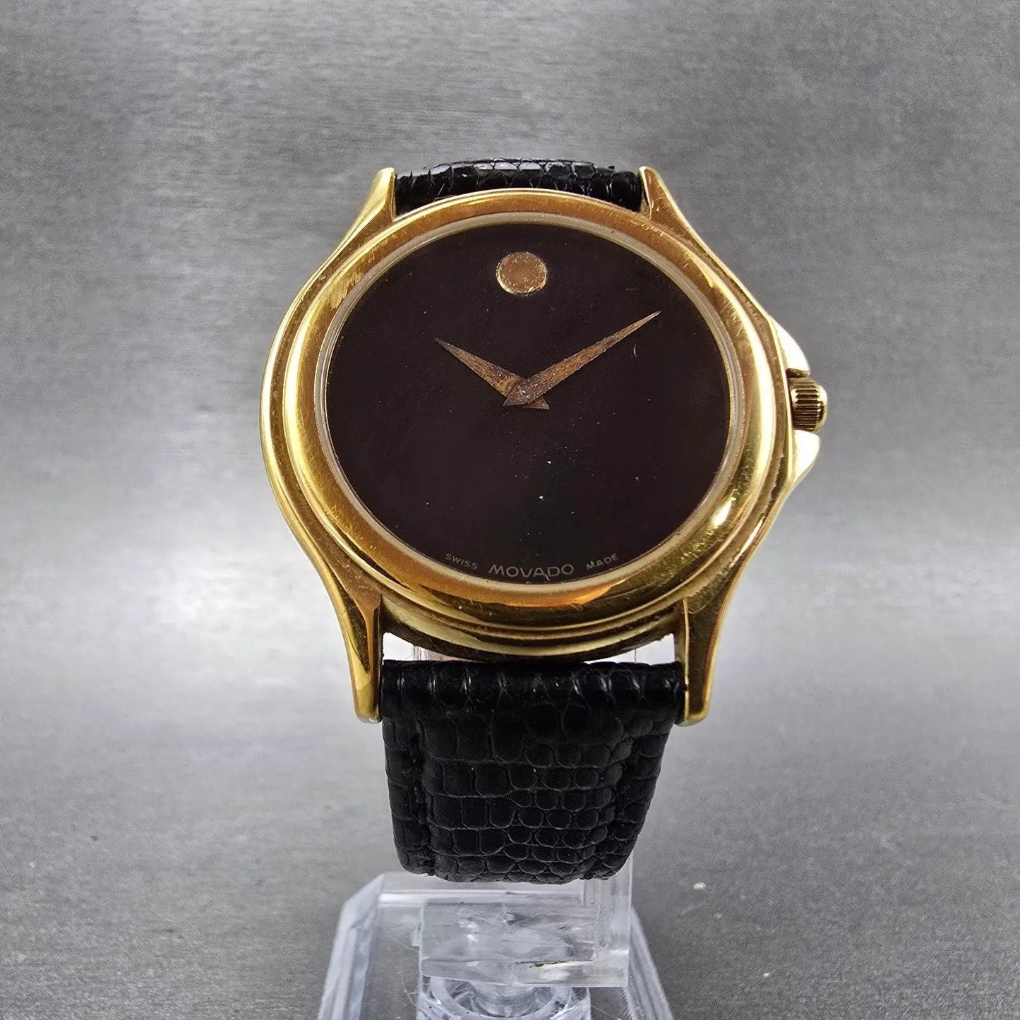 Movado Museum Watch Men 35mm Black Dial Gold Tone Round 87-E4-0863 Round PARTS A6