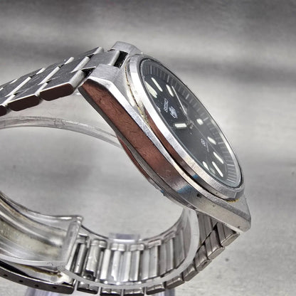 Seiko SQ Watch Men 36mm Black Dial Silver Tone Daydate Round 8223-7150 New Batt3